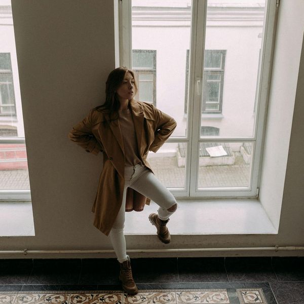 Silhouette of a person in a balancing pose